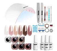Vishine Kit Complet Vernis Semi Permanent Lampe LED 36W Séchoirs à ongles, 6 Jelly Transparent Nude Couleur Vernis Gels, Top Base Coat, Complet Manucure Outils Nail Art Kit Débutants #055