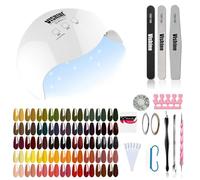 Vishine Kit manucure UV/LED Lampe Machine vernis gel semi permanent, 48 Couleurs Vernis à ongles Semi Permanent, Top Base Coat, Accessoire complet Coffret Essentiel