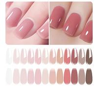 Vishine Lot de 12 Vernis Gel Semi Permanent Transparent Pastel Rose Milky, Vernis à ongles Semi Permanent Naturelle Blanc Laiteux Jelly Crystal Soak Off UV LED Gel Ongle 12pcs