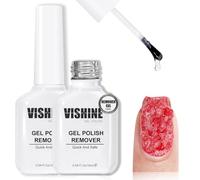 Vishine Lot de 2 x 16mlDissolvant Vernis Semi Permanent - Remover Gel Retrait Rapide pour Vernis Gel (3-5 Min) Sans Trempage ni Foil