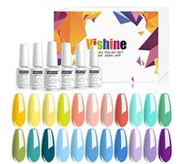 Vishine Lot de 24 Vernis Gel Semi-Permanent - 22 Couleurs Brillante, Base Coat & Top Coat) Vernis à Ongles Gel UV LED Soak Off 24 Flacon 8ml Nail Art Manucure Kit