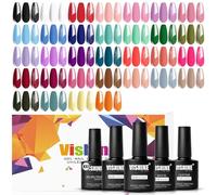 Vishine Lot de 36 Vernis à Ongles Gel Semi Permanent Bleu Turquoise Pourpre Soak Off UV LED Vernis à Ongles Base Top Coats & Matte Glitter Top Coat Gel Nail Polish Nail Art Coffret