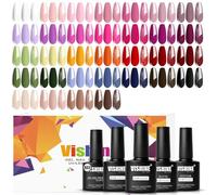 Vishine Lot de 36 Vernis Semi-permanent Vernis à Ongles Gel UV LED Soak Off 32 Couleurs avec 4Pcs Base and Glossy Matte Glitter Top Coat Set Manicure Ongle Classique Nail Art Coffre