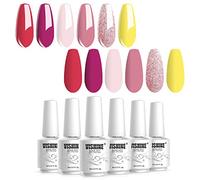 Vishine Lot de 6 Couleurs Variées 8ml Vernis à Ongles Gel Semi Permanent UV LED Gel UV Soak Off Nail Art Cadeaux coffre