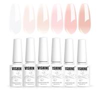 Vishine Lot de 6 couleurs Vernis Semi-Permanent Transparent Milky White Rose Blanc Set, Gel Jelly Vernis à Ongles Soak-Off UV LED Rose Pour Studio de Manucure DIY Home, 8ML