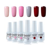 Vishine Lot de 6 Vernis à Ongles couleur différentes Vernis Semi Permanent Vernis Gel UV LED Soakoff Manucure kit C005