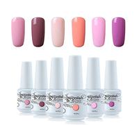 Vishine Lot de 6 Vernis à Ongles couleur différentes Vernis Semi Permanent Vernis Gel UV LED Soakoff Manucure kit C009