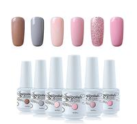 Vishine Lot de 6 Vernis à Ongles couleur différentes Vernis Semi Permanent Vernis Gel UV LED Soakoff Manucure kit C002