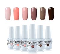 Vishine Lot de 6 Vernis à Ongles couleur différentes Vernis Semi Permanent Vernis Gel UV LED Soakoff Manucure kit C012