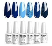 Vishine Lot de 6 Vernis à Ongles Gel Semi Permanent 8ml Bleu Turquoise Vert Soak Off UV LED Vernis à Ongles Gel Nail Polish Nail Art avec Cadeau boîte