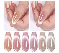 Vishine Lot de 6 Vernis Semi permanent Magnétique,9D Holographique Pailleté Cat Eye Vernis Gel UV Soak Off Effet Oeil de Chat Wide Magnetic Brillant Scintillant Nail Art 8m