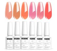 VIshine lot de 6 Vernis Semi Permanent Transparent en gelée UV/LED Gel Cristal Transparent Bright Rose Pink Orange pour Nail Art Manucures