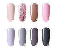 Vishine Lot de 8 Couleur différentes Vernis Semi Permanent Vernis Ongles Gel UV LED Soakoff Nail Art Manucure kit #002