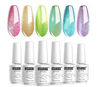Vishine Lot de Vernis à Ongles Gel,Collection Hologram 6 Couleurs Holographique Rose Doré Vert Lime Bleu Violet Soak Off Gel Polish Nail Art DIY Manucure 8ml