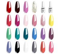 Vishine Lot de Vernis Gel Semi-Permanent (22 couleurs + Base Coat & Top Coat) Vernis à Ongles Gel UV LED Soak Off 24 Flacon 8ml Cadeau