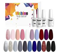 Vishine Lot de Vernis Gel Semi-Permanent 24 flacons Pourpre Bleu et Nu collection avec Matte Top Coat & Glossy Top Coat Base Coat Vernis à Ongles Gel UV LED Soak Off Coffret 8ml