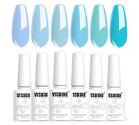 Vishine Vernis à Ongles Gel Bleu, Kit de 6 Couleurs Bleu Bébé Bleu Tropical Bleu Ciel d'Été à Tremper Kit de Vernis Gel pour le Printemps Manucure DIY Nail Art 8ml