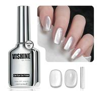 Vishine Vernis Gel Effet Œil de Chat - 16ml Gel Magnétique Holographique Pailleté, Gel UV Réfléchissant Translucide pour Nail Art, Poussière d’Argent (H003)