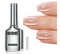 Vishine Vernis Gel Magnétique Œil de Chat 16ml, Cat Eye Gel Polish Sheer Nude Beige, Gold Glitter Effet Gelée Brillance Holographique pour Manucure Nail Art DIY #432