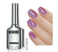 Vishine Vernis Gel Magnétique Œil de Chat, 16ml Ice Glass Cat Eye Gel Polish Holographic Glitter Shimmer Translucent Sheer Color Magnet Salon Nail Art (Lavender Haze #408)