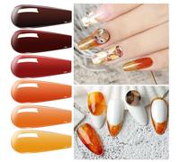 Vishine Vernis Gel Semi-permanent Ambre Vernis à ongles Gel Collection, Jelly Crystal Translucide Effet Écaille de Tortue Rouge Corail Brûlé Orange Ambre 6 Couleurs Soak Off UV LED Nail Art Kit 8ml