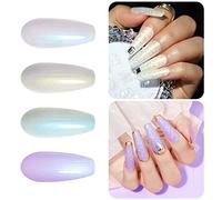 Vishine Vernis Gel Semi-permanent Nacré, 4 Couleurs Vernis à Ongles Blanc Perle Milky Vert Violet Effect Caméléon Nail Art Vernis avec Fil Shell Gel Vernis Soak Off UV LED 8ml