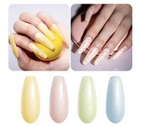 Vishine Vernis Gel Semi-permanent Nacré, 4 Couleurs Vernis à Ongles Gel Nacré avec Fil Shell Gel Vernis Jaune Golden Vert Bleu Nail Art Vernis gel Soak Off UV LED 8ml