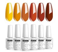 Vishine Vernis Gel Semi Permanent UV LED Vernis à Ongles Gel Soak Off Débutant Kit 6 Couleurs Citrouille Orange Jaune pour Halloween 8ml