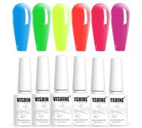 Vishine Vernis Gel Semi Permanent - Vernis à Ongles Gel Lot de 6 Couleurs Translucent Fluo Néon Bleu Vert Jaune Orange Rose Fuchsia UV LED Soak Off Nail Art Coffret 8ml