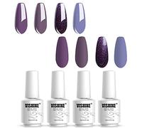 Vishine Vernis Gel Semi Permanent - Vernis à Ongles Gel Soak Off Lot 4 Couleurs 15ml Lot Pourpre Lilas Coffert Nail Art pour Onlges