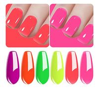 Vishine Vernis Gel Semi Permanent - Vernis à Ongles Gel UV LED Gel Polish Soak Off Nail Art Lot de 6 Couleurs Néon Jaune Orange Rose Vert Cadeau coffret