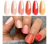 Vishine Vernis Gel Semi Permanent, Vernis à Ongles Lot de 6 Couleur Pêche Orange Nu UV LED Gel Polish Varnish Manucure Nail Art Coffret 8ml