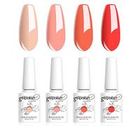 Vishine Vernis Gels Semi-Permanents, Lot de 4 Couleur Pêche Orange Abricot Collection Nail Art Vernis à Ongles UV LED Gel Polish Varnish Manucure 8ml C013