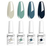 Vishine Vernis Gels Semi-Permanents, Lot de 4 Couleurs Bleu Marine Vert Clair Collection Nail Art Vernis à Ongles UV LED Gel Polish Varnish Manucure 8ml C016