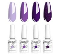 Vishine Vernis Gels Semi-Permanents, Lot de 4 Couleurs Violet Lavande Pourpre Pailleté Collection Nail Art Vernis à Ongles UV LED Gel Polish Varnish Manucure 8ml C017