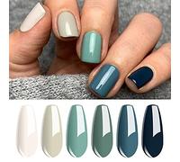 Vishine Vernis Semi Permanent Blanc Beige Bleu Vert Vernis Semi Permanent Pastel Vernis Ongles Pastel Couleurs Populaire Kit 6PCS 8ML