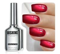 Vishine Vernis Semi-Permanent Œil de Chat Pailleté 16ml,Cat Eye Gel Effet Galaxie Holographique Réfléchissant,Nail Art DIY - (Dark Pulm Red MY431