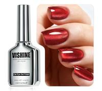Vishine Vernis Semi-Permanent Œil de Chat Pailleté 16ml,Cat Eye Gel Effet Galaxie Holographique Réfléchissant,Nail Art DIY - Red Glod MY429