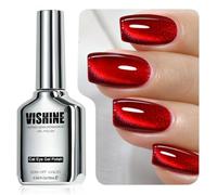 Vishine Vernis Semi-Permanent Œil de Chat Pailleté 16ml,Cat Eye Gel Effet Galaxie Holographique Réfléchissant,Nail Art DIY - Ruby Red MY426
