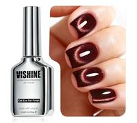 Vishine Vernis Semi-Permanent Œil de Chat Pailleté 16ml,Cat Eye Gel Effet Galaxie Holographique Réfléchissant,Nail Art DIY - Brown Red MY428