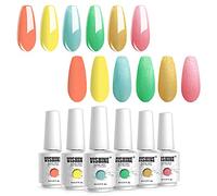 Vishine Vernis Semi Permanent, Lot de Vernis à Ongles Gels 6 Couleurs Kit DIY Manucure Pastel, Printempes Été Jaune Bleu Vert Rose Cadeau Coffret 8ml