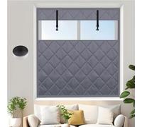 Visible Isolant Fenetre Anti Froid Kit Auto-adhésif Hivernal Couverture De Fenêtre En Coton Couverture Isolante 3 Couches Réutilisable For Chambre À Coucher De Salon(Gris,70x140cm)