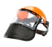 Visière de casque de tronçonneuse double couche avec écran en polycarbonate transparent et maille pour travaux forestiers (orange)