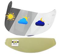 Visière de casque K1 + film antibuée, protection UV, anti-rayures, coupe-vent, compatible avec AGV K1S K3SV K5 K5S (argent + - usage jour uniquement)(Photochromic Clear/Deep Black+anti Fog Film)