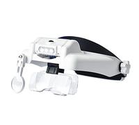 Visière de loupe éclairée à Bandeau Mains Libres avec lumière LED - Loupes montées sur la tête avec lumières réglables pour la Lecture, loupe de bijoutier, réparation de Montres, Pleine Lune Blanche