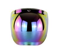 Visière de Protection Solaire rétro à 3 Boutons-Pression, Miroir à Bulles for Casque de Moto, lentille faciale, Demi-Cadre(Colorful)