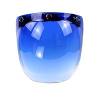 Visière de Protection Solaire rétro à 3 Boutons-Pression, Miroir à Bulles for Casque de Moto, lentille faciale, Demi-Cadre(Blue)