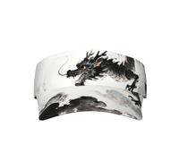 Visière de soleil pour adulte de style chinois - Chapeau de sport ouvert avec bandeau absorbant, fermeture réglable, visière de course légère pour homme et femme, noir