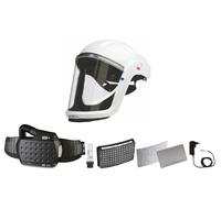 Visière transparente 3M Speedglas Versaflo M-307 avec protection de la tête intégrée, avec protection respiratoire à ventilation assistée Adflo avec tuyau d'air QRS, adaptateur, débitmètre d'air, préf