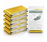 VisioClear® | Lot de 5 couvertures de sauvetage dorées/argentées pour situations d'urgence et toutes conditions météorologiques, 160 x 210 cm - Couverture d'urgence pour voiture, premiers soins